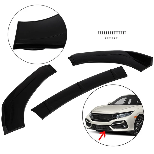 3Pcs Universal Front Lips Bumper Chin Spoiler Air Dam Under Panel Diffuser