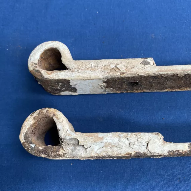 Pair Vintage Antique Hand Forged Iron Barn Door Strap Hinges 12 5/8" 7