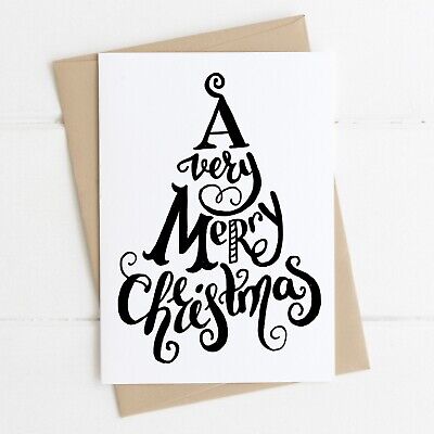 A Very Merry Christmas Tree Card Happy Xmas For Friends Family Festive Cards A6