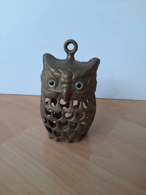 Lampe Photophore Chouette Hibou En Grès – Déco Vintage Rétro Céramique