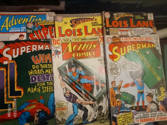 Lot Of 7 Superman, Lois Lane, & Superboy Comics. Silver & Bronze Age See Details