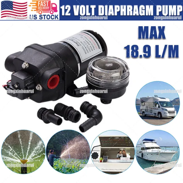 12V 5.0 GPM RV Water Pressure Diaphragm Pump Self-Priming Pump 55PSI Boat Marine