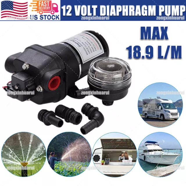 Water Pressure Diaphragm Pump 12V 5.0GPM 55PSI 18.9LPM Self-Priming Pump Boat RV