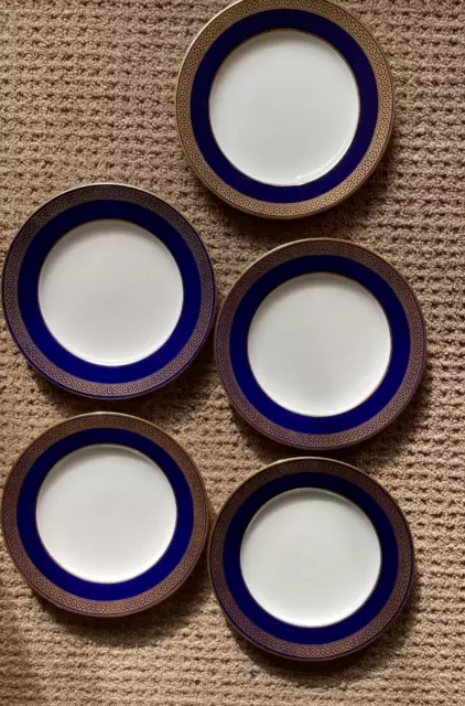 Beautiful Spode vintage dinner plates (5) cobalt blue with gold honeycomb #R5749