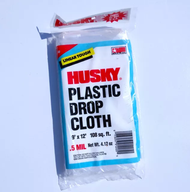 New Husky Plastic Drop Cloth, 0.5 Mil (9 ft X 12 ft) 108 Sq Ft