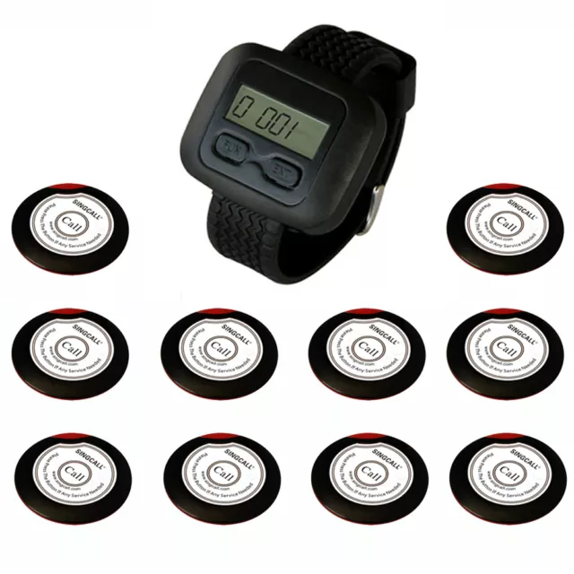 SINGCALL. Wireless Restaurant calling systems,10 button bells,1 Watch Receiver