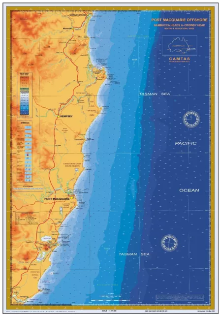 Boating, Fishing, NSW Marine Safety Chart - CROWDY HEAD to NAMBUCCA HEAD +BONUS