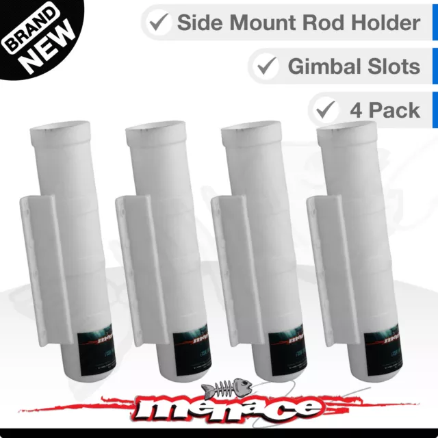 4X WHITE SIDE MOUNT Black Rod Holder - Straight Fishing Boat Marine Holders