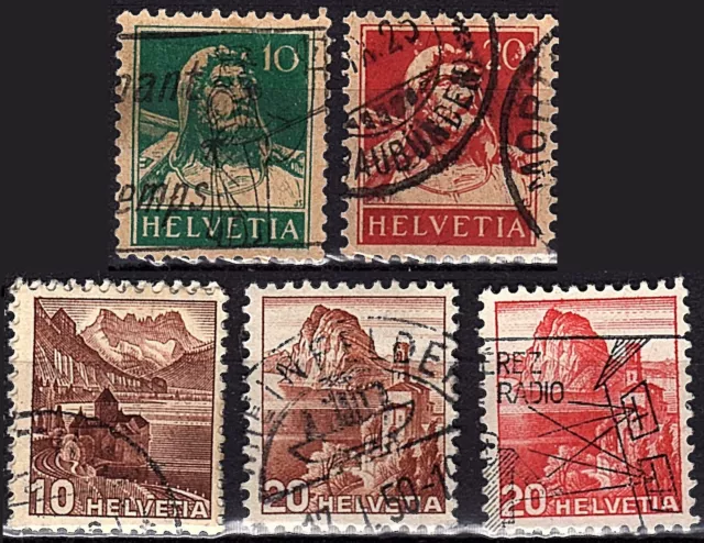 Lot 14 timbres SUISSE HELVETIA oblitérés classiques anciens 2