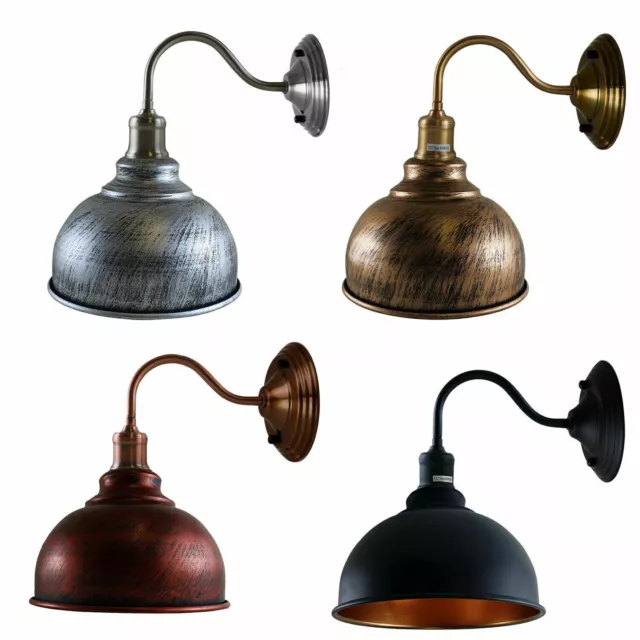 Vintage Rustic Wall Lights Industrial Dome Lamp Shade Metal Wall Sconce E27 Fit