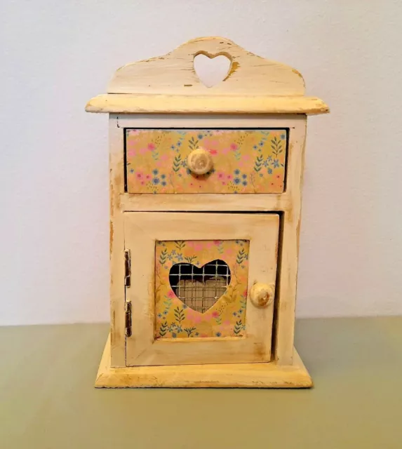 Lovely Wooden Vintage Shabby Chic Style Mini Cupboard Keepsake Box