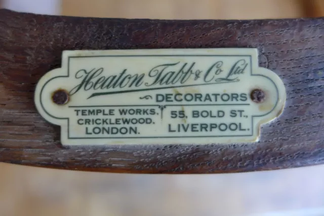 Antique Chair Heaton Tabb Co Ltd Liverpool Temple Works Cricklewood London Rare