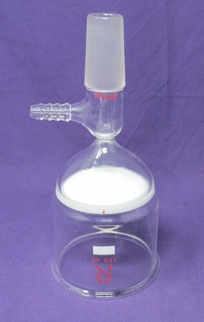 Reliance Glass 150mL Fritted Disc Buchner Filter F  Funnel 24/40 male joint