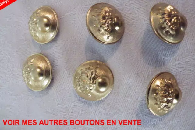 Lot 6 boutons dorés diam 25 m/m uniforme gendarmerie ancien militaria gendarme