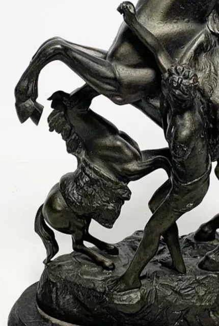 Victorian  Spelter Guillaume Coustou Marley Horse & Groom Figurine 40cm A/F 2