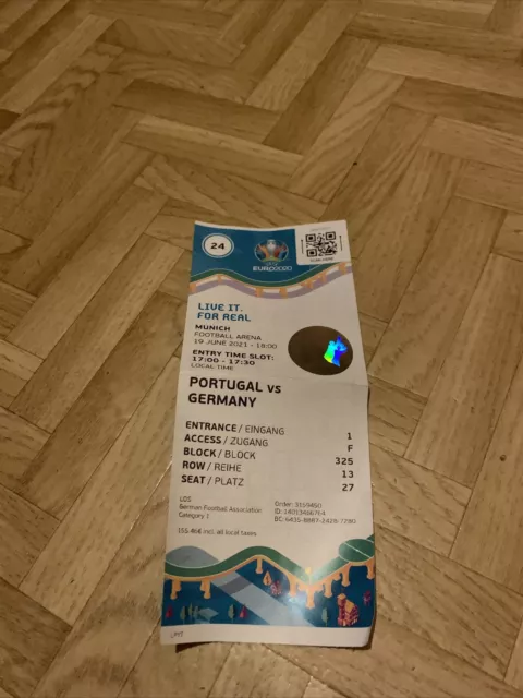 Used Sammler Ticket UEFA EURO 2020/21 #24 DFB Deutschland vs Portugal