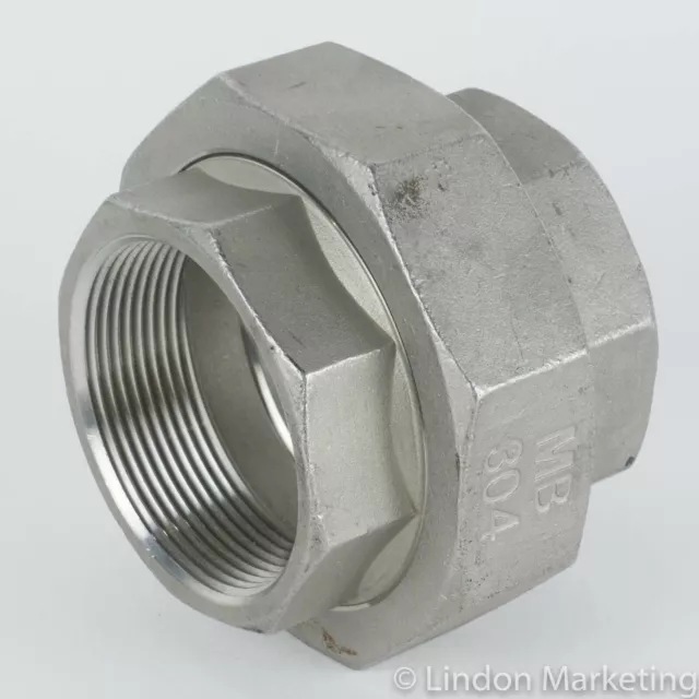 2" Union pipe fitting, NPT, 304 stainless ss, 150 psi