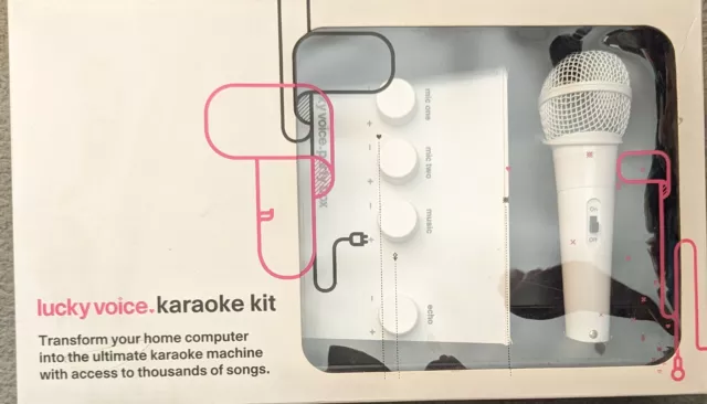 Lucky Voice White Karaoke Machine System Kit Home Singing Microphone Fun Party