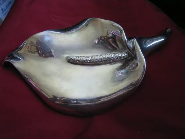 Italy Fratelli BRUNI Large 9" Anthurium Leaf Flower Silver (40 grams) on Resin