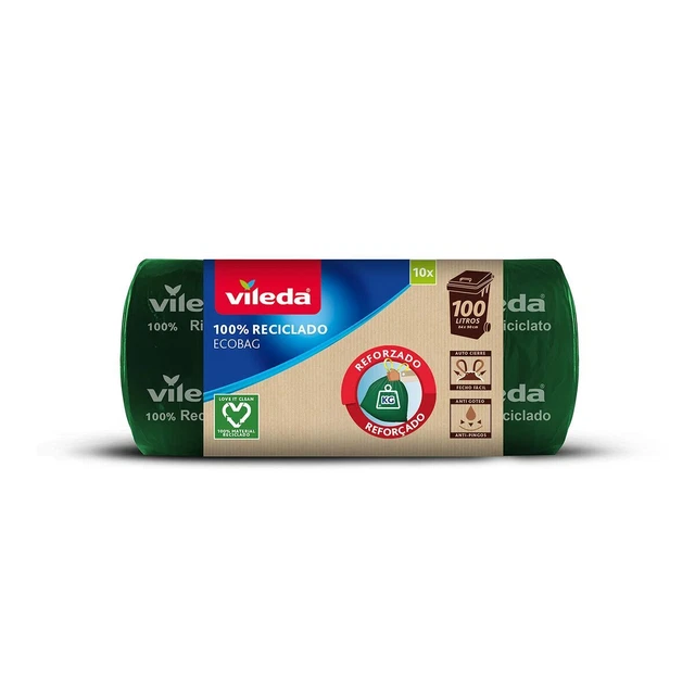 Sacchetti per la Spazzatura Vileda 169307 Ecobag 100 % Riciclato 100 L [10 Un
