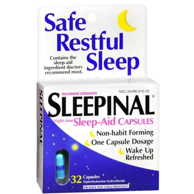 Cápsulas de ayuda nocturna para dormir para dormir de máxima fuerza sin hábito 32 quilates 08/23+