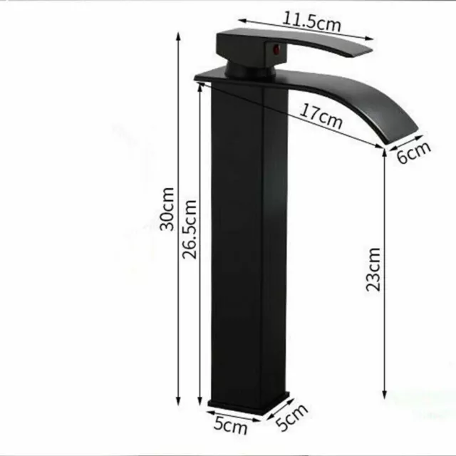 Grifo de lavabo Monomando Cascada Grifo para Baño Grifo de Cuenca Negro palanca 3