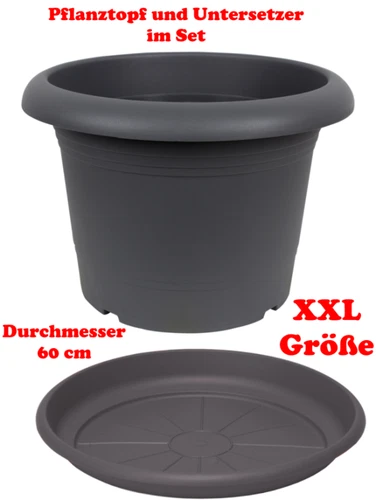 BLUMENTOPF PFLANZTOPF BLUMENKÜBEL Pflanzkübel mit Untersetzer 60 cm