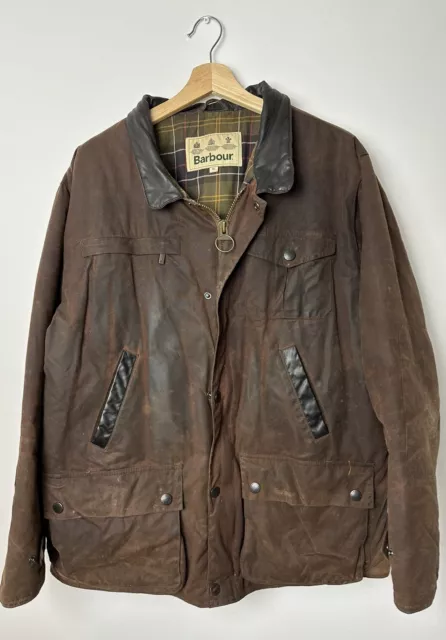 Barbour busham vintage wax waxed classic jacket coat - Brown size XL