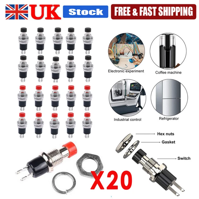 20X ELECTRIC SWITCH ON/OFF Push Button Mini Lockless Momentary Switch ...
