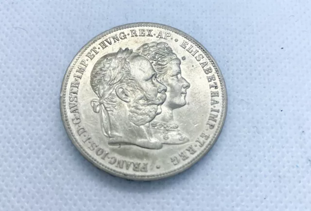 1879 Austria Silver 2 Florin Wedding Commemorative Coin Broken Jewlery Piece