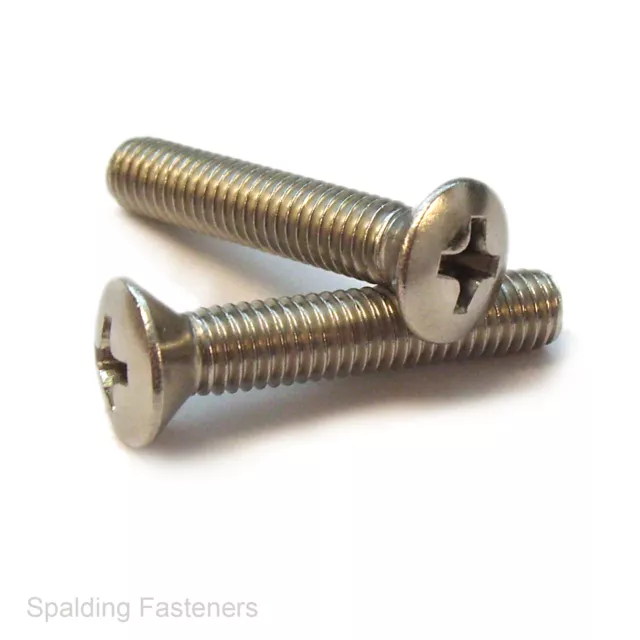 A2 Stainless Steel UNC Raised Countersunk Phillips Machine Screws No.6,8 & 10