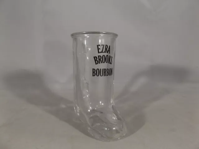 Ezra Brooks Bourbon Boot Shaped Clear Handled Black Logo Shot Glass Canada 7