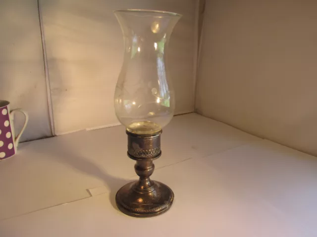solid silver and glass candle holder