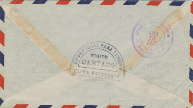 1939 Costa Rica Airmail Issue 25 C (2) Multiple Mailing "Cartago - Nuremberg" 2