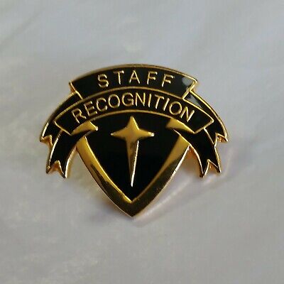 Staff Recognition Award Lapel Hat Jacket Pin Black And Gold Color Metal