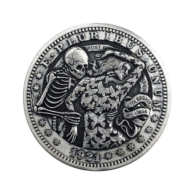 Skull Butterfly HOBO Nickel Antique Silver Plating Satan Series Challenge Coin