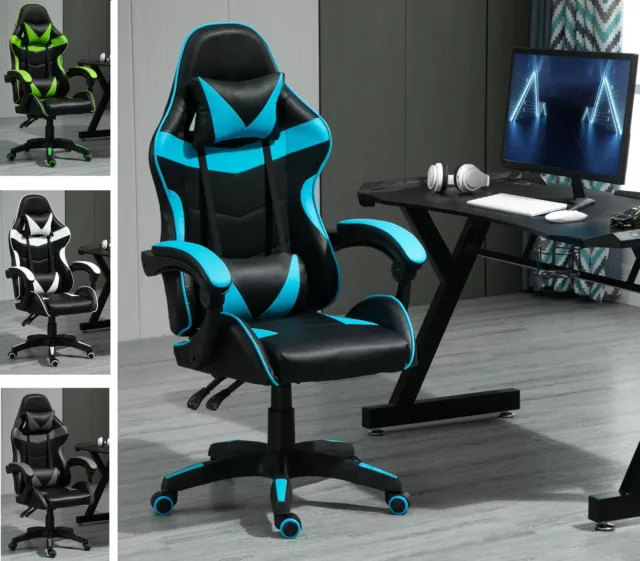 Swivel Gaming Chair Faux Leather Home Office Chair Sports Desk Tilt Chair A