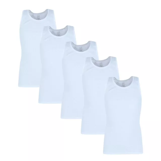 New Fruit of the Loom Boy's Ribbed White Tank Top A Shirts (5 Pack) 2
