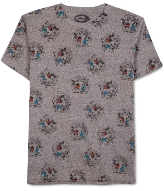 Jem Mens Mickey & Goofy Crest Graphic T-Shirt, Grey, Small