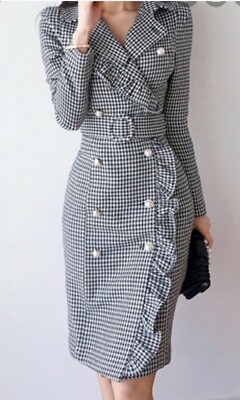 Vicky and Lucas Black Houndstooth Dress Sz:M