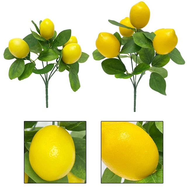 Limoni Finti Decorativi Set 8 Pezzi - Frutta Artificiale Gialla Per Centrotavola
