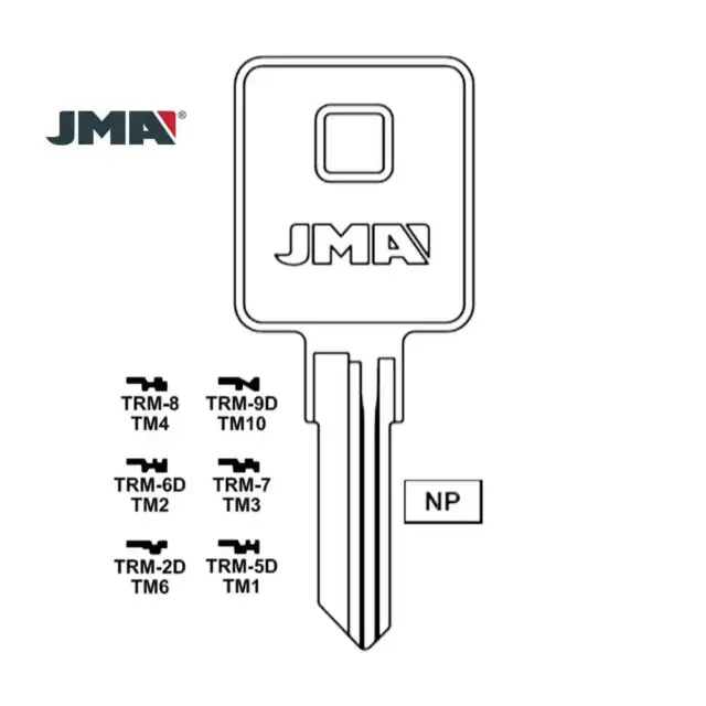 JMA Fits for 1606 Trimark Commercial Residencial Key Blank TM6- TRM-2D (10 Pack)