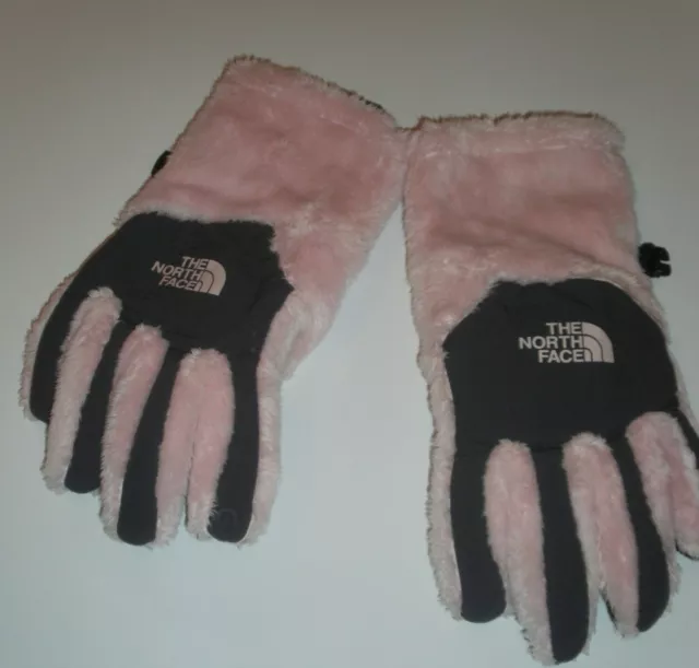 GIRLS  sz L NORTH FACE Pink Dark Gray Fleece ETIP GLOVES