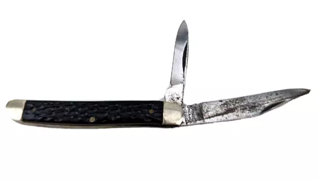 Vintage KUTMASTER Folding Two Blade Pocket Knife Black Grip Utica, NY #C3