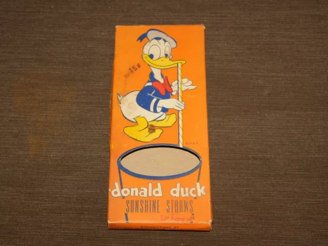 Vintage Cartoon Walt Disney Donald Duck  Long Sunshine Straws Box *No Straws**