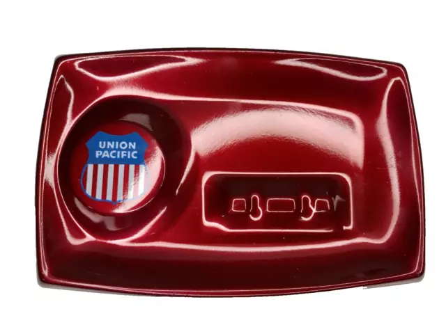 Union Pacific Railroad LOGO Red Steel Metal Ashtray with Auto Paint style finish