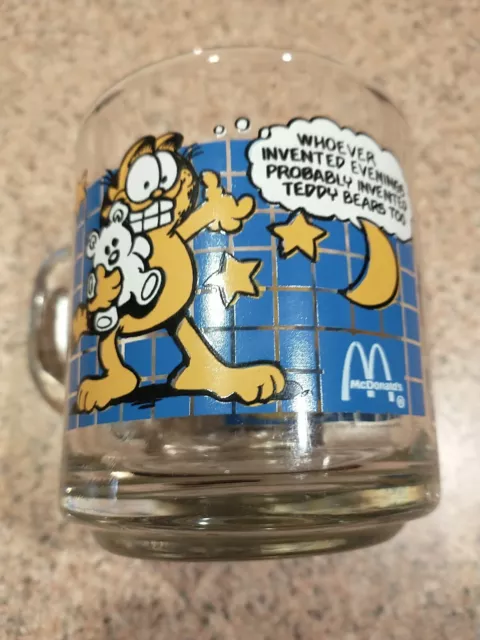 Garfield 1978 McDonald's Glass Mug Mornings & Evenings Cartoons Vtg