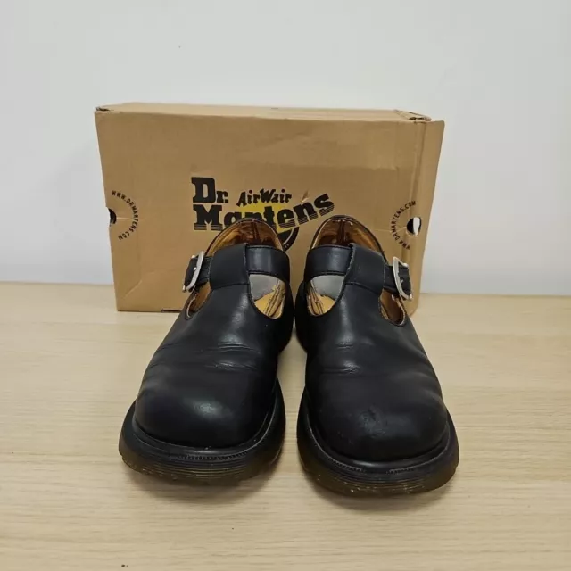 DR MARTENS POLLEY 8334 Mary Jane Black Leather Buckle Chunky Platform ...