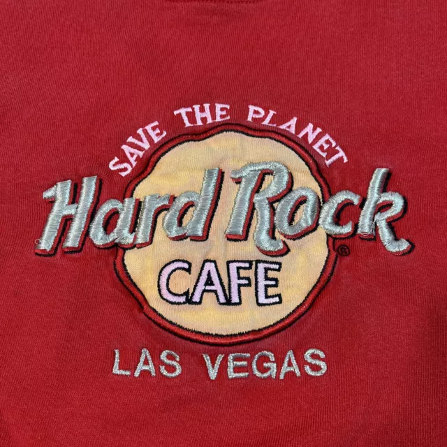 Hard Rock Cafe Las Vegas Save the Planet Crewneck Sweatshirt Medium USA Red