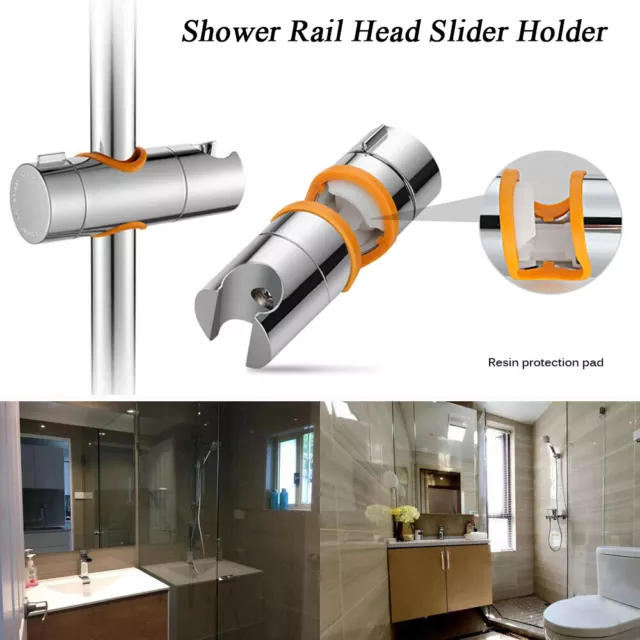 UK Chrome Shower Rail Head Slider Holder Adjustable 18-25mm Universal Bracket